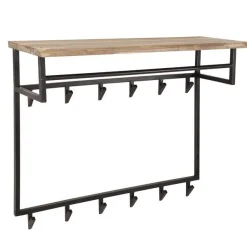 Eddard Wandgarderobe 12 haken - akazie/metall