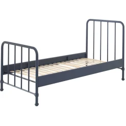 Einzelbett Bronxx Metall 90x200 - matt blau denim