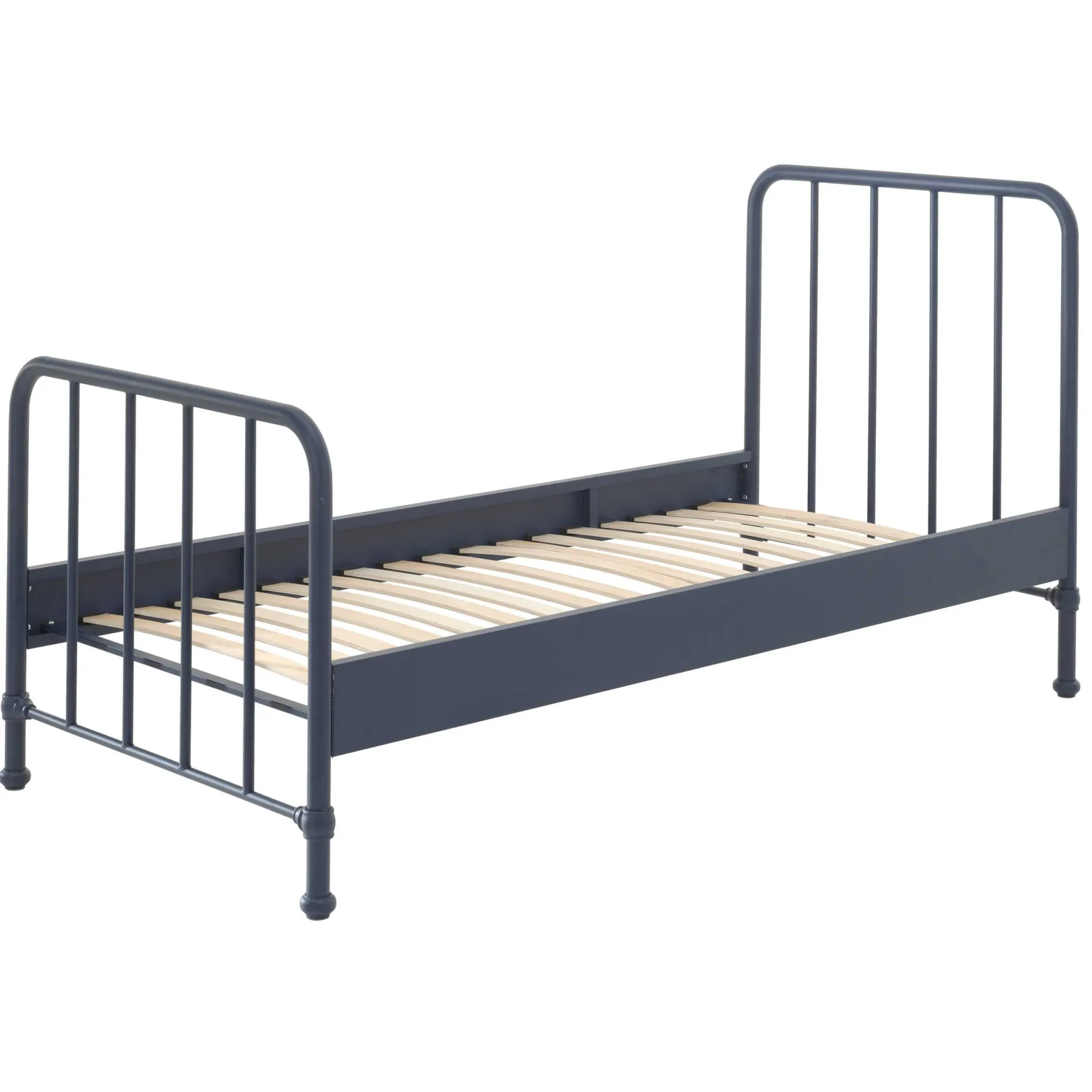 Einzelbett Bronxx Metall 90x200 - matt blau denim
