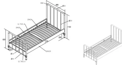 Einzelbett Bronxx Metall 90x200 - matt blau denim