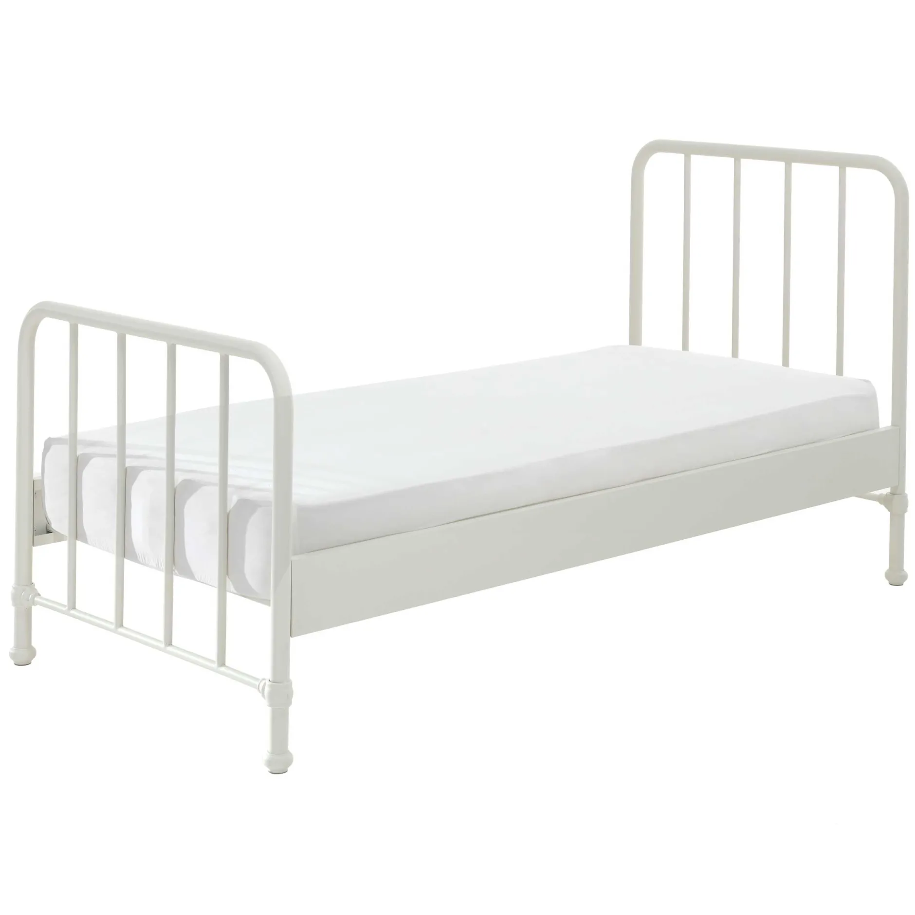 Einzelbett Bronxx Metall 90x200 - matt weiß