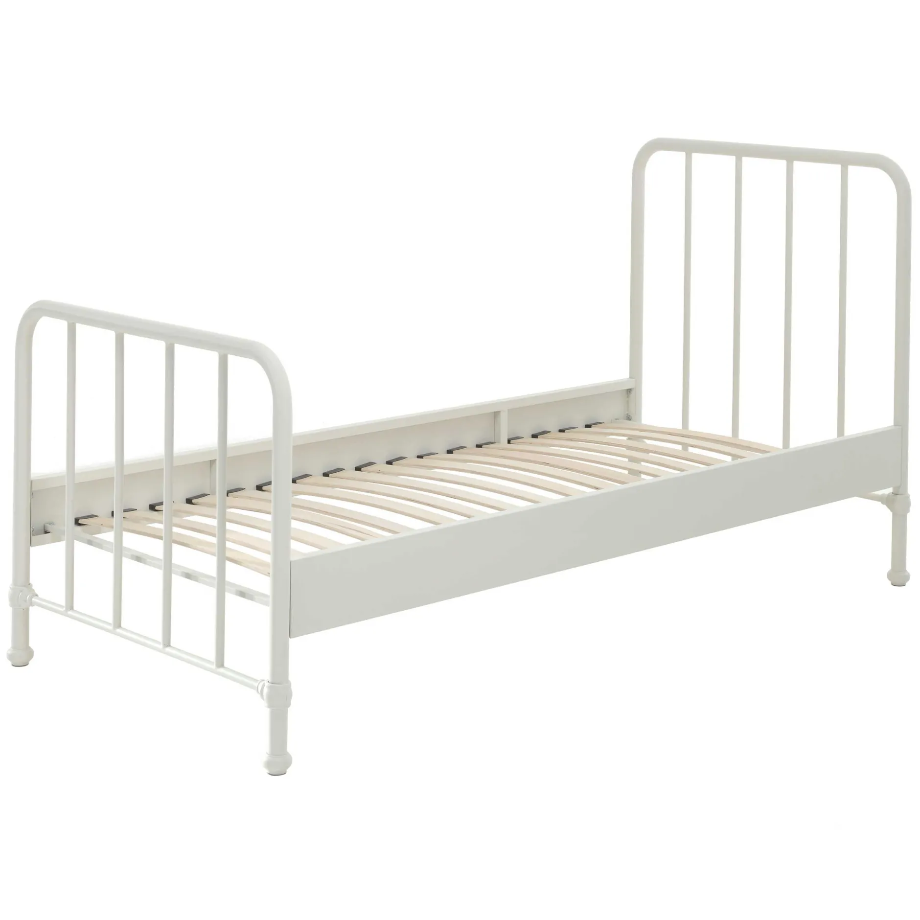 Einzelbett Bronxx Metall 90x200 - matt weiß