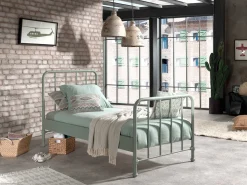 Einzelbett Bronxx Metall 90x200 - matt olivgrün