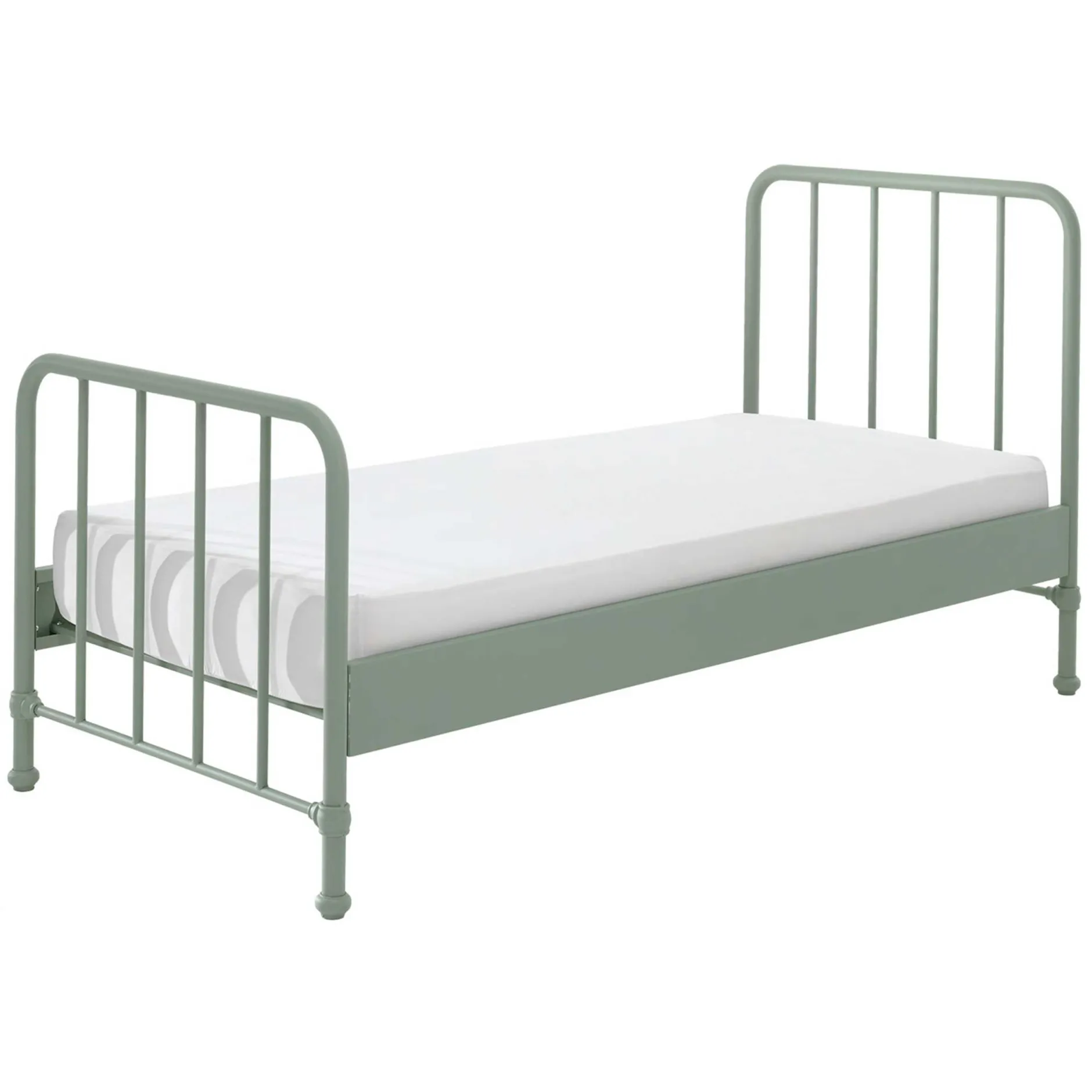 Einzelbett Bronxx Metall 90x200 - matt olivgrün