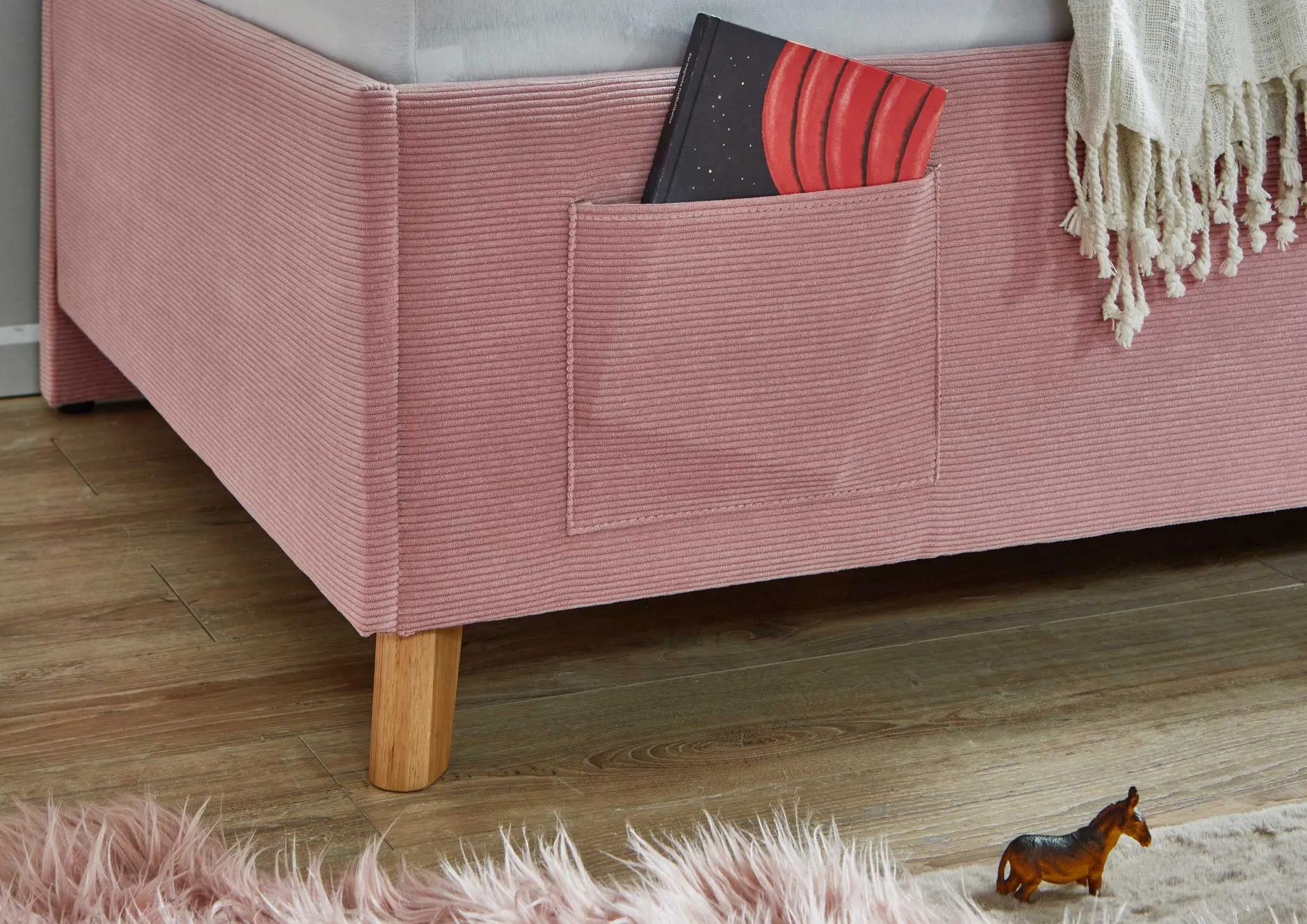 Einzelbett Cool | Mit Rückenlehne | 120 x 200 cm | Rosa Design