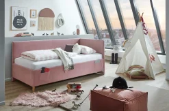 Einzelbett Cool | Mit Rückenlehne | 90 x 200 cm | Rosa Design