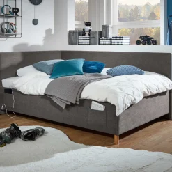 Einzelbett Cool | Mit Rückenlehne | 90 x 200 cm | Anthrazit Design