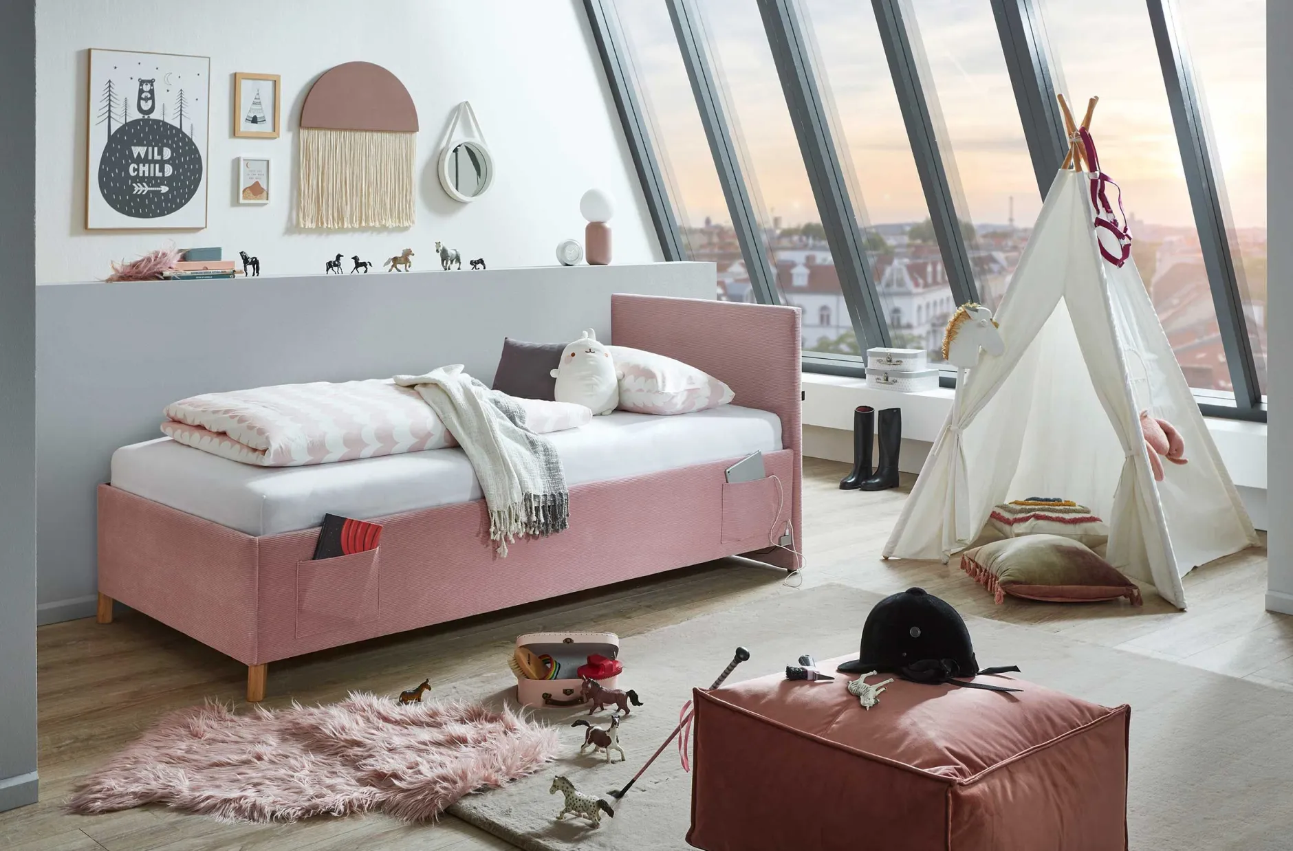 Einzelbett Cool | 90 x 200 cm | Rosa Design