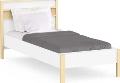 Einzelbett Heva - 90x190/200cm - weiß/Eiche Dekor