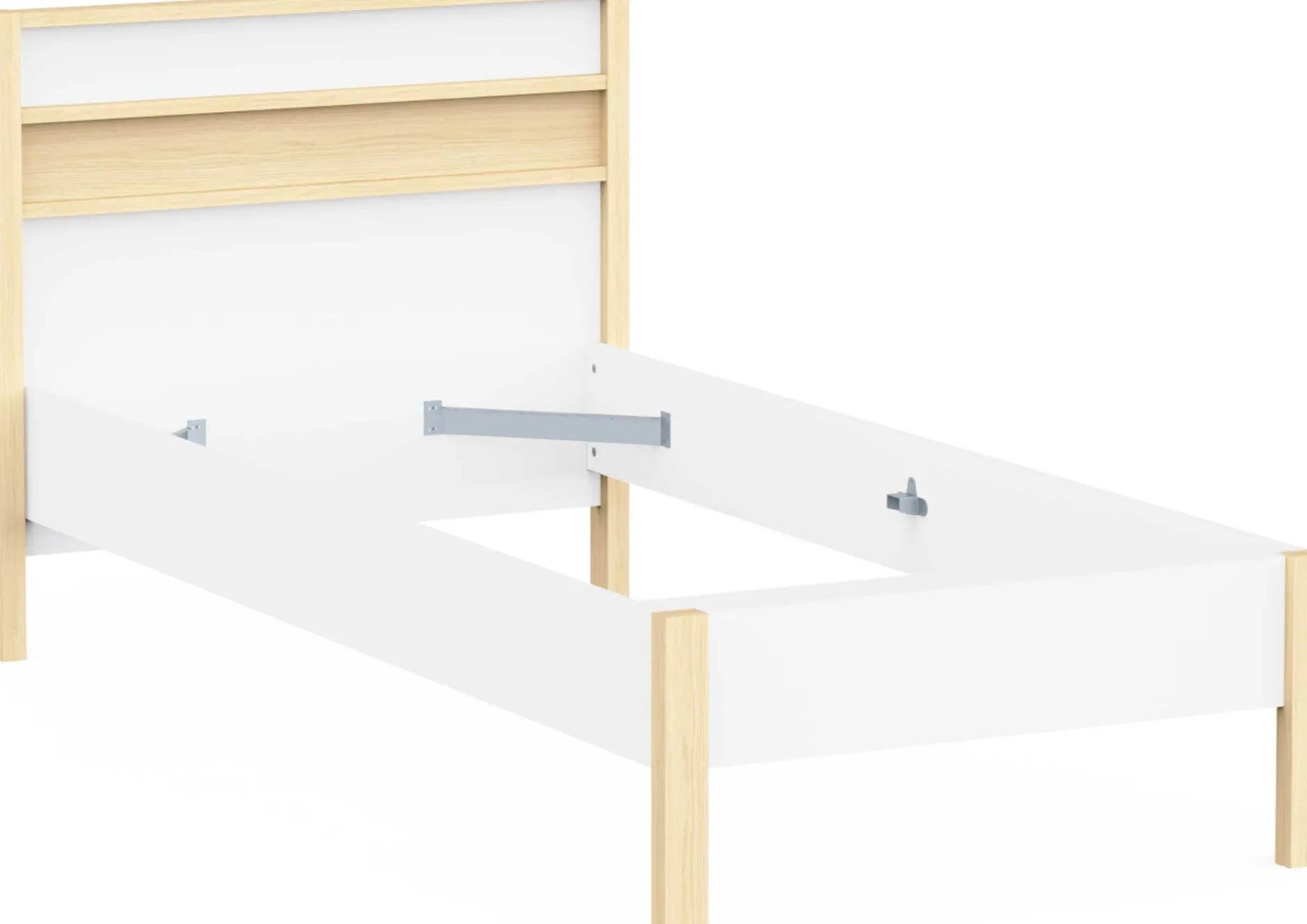 Einzelbett Heva - 90x190/200cm - weiß/Eiche Dekor