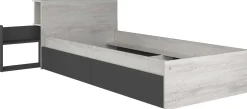 Einzelbett Kazim 90x200 mit Stauraum - grau