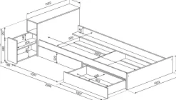 Einzelbett Kazim 90x200 mit Stauraum - dunkelblau