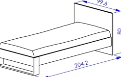 Einzelbett Nael - 90x200cm - Eiche Dekor/schwarz