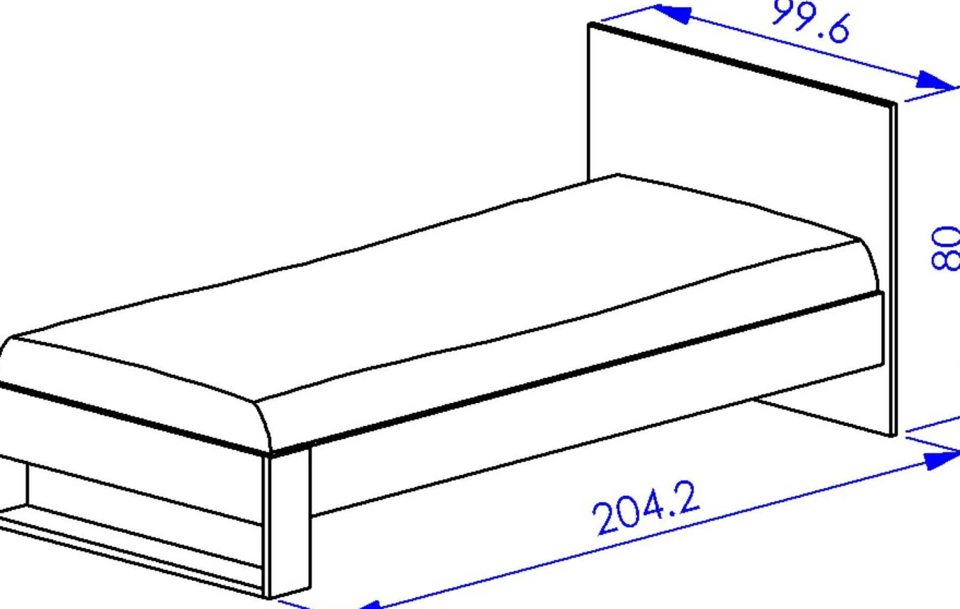 Einzelbett Nael - 90x200cm - Eiche Dekor/schwarz