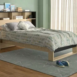 Einzelbett Nael - 90x200cm - Eiche Dekor/schwarz