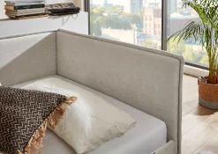 Einzelbett Ollie | Mit Rückenlehne | 120 x 200 cm | Beige Design