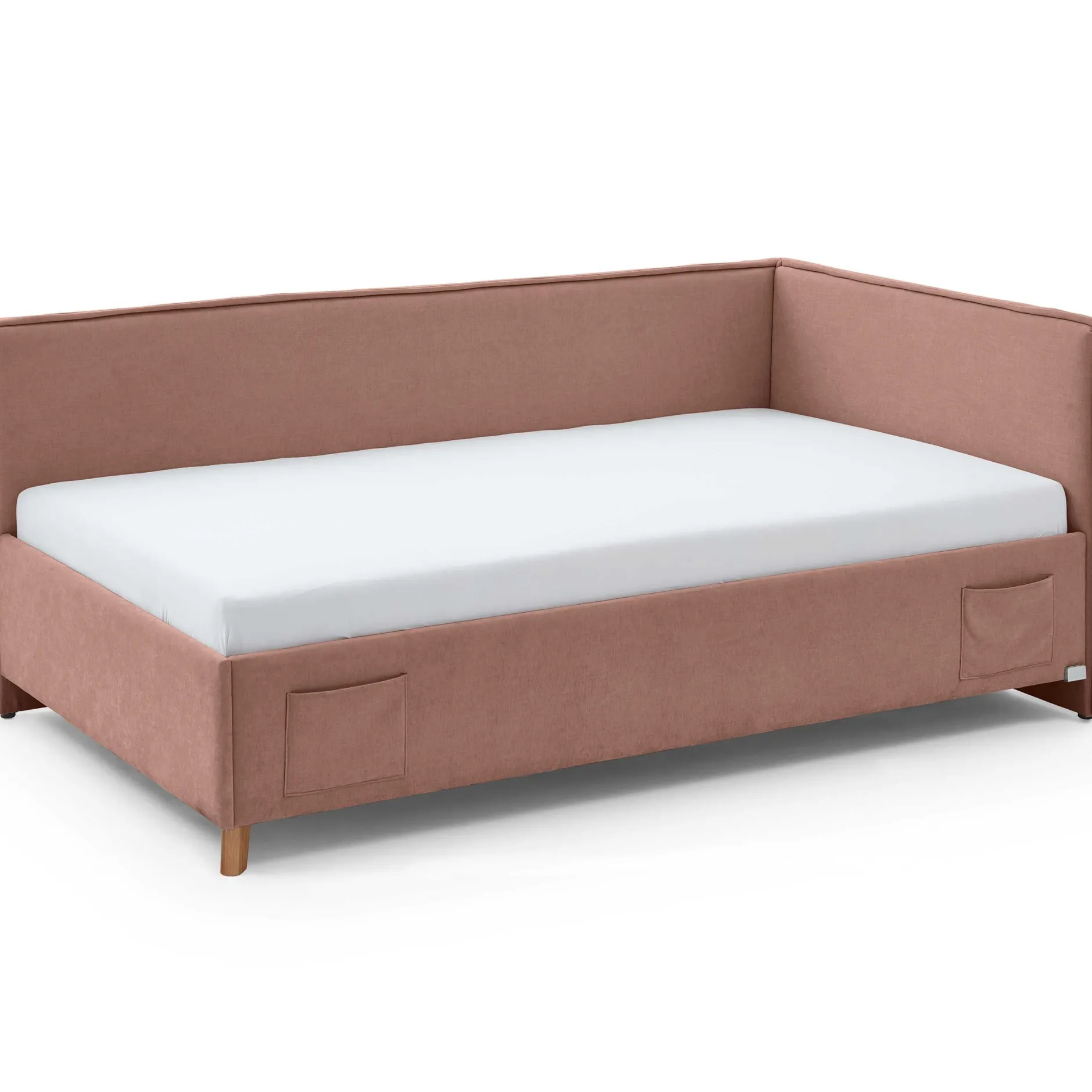 Einzelbett Ollie | Mit Rückenlehne | 120 x 200 cm | Rosa Design
