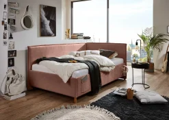 Einzelbett Ollie | Mit Rückenlehne | 120 x 200 cm | Rosa Design