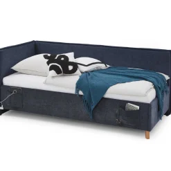 Einzelbett Ollie | Mit Rückenlehne | 120 x 200 cm | Dunkelblaues Design
