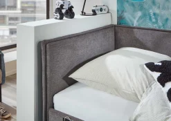 Einzelbett Ollie | Mit Rückenlehne | 120 x 200 cm | Design Grau
