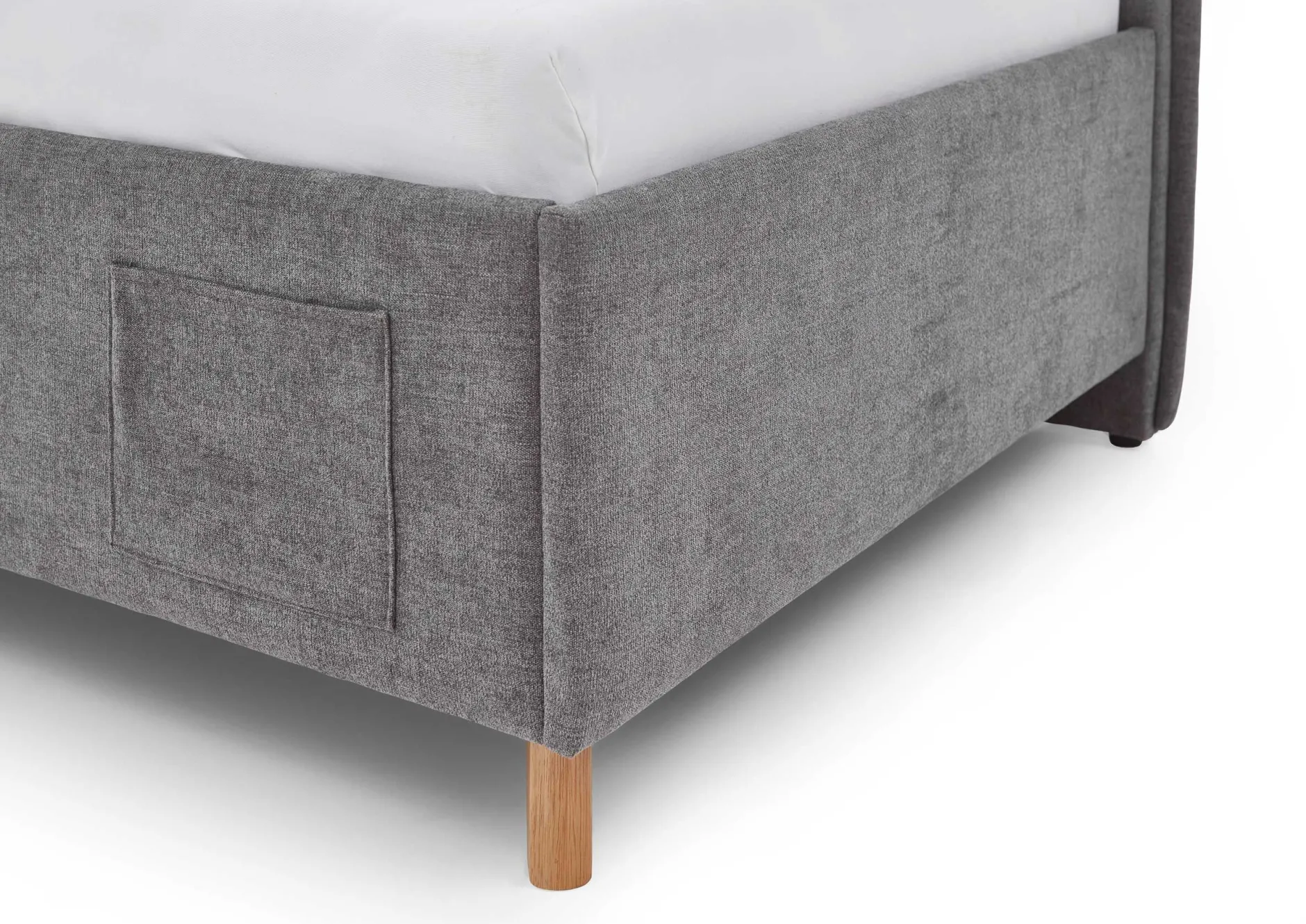 Einzelbett Ollie | Mit Rückenlehne | 120 x 200 cm | Design Grau