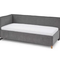 Einzelbett Ollie | Mit Rückenlehne | 90 x 200 cm | Design Grau