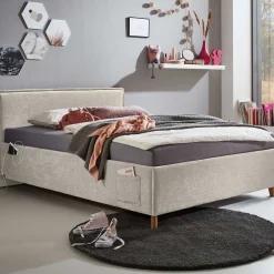 Einzelbett Ollie | 90 x 200 cm | Design Beige