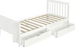 Einzelbett Rover - 90x200cm - mit Schubladen - massivem Kiefernholz - weiß