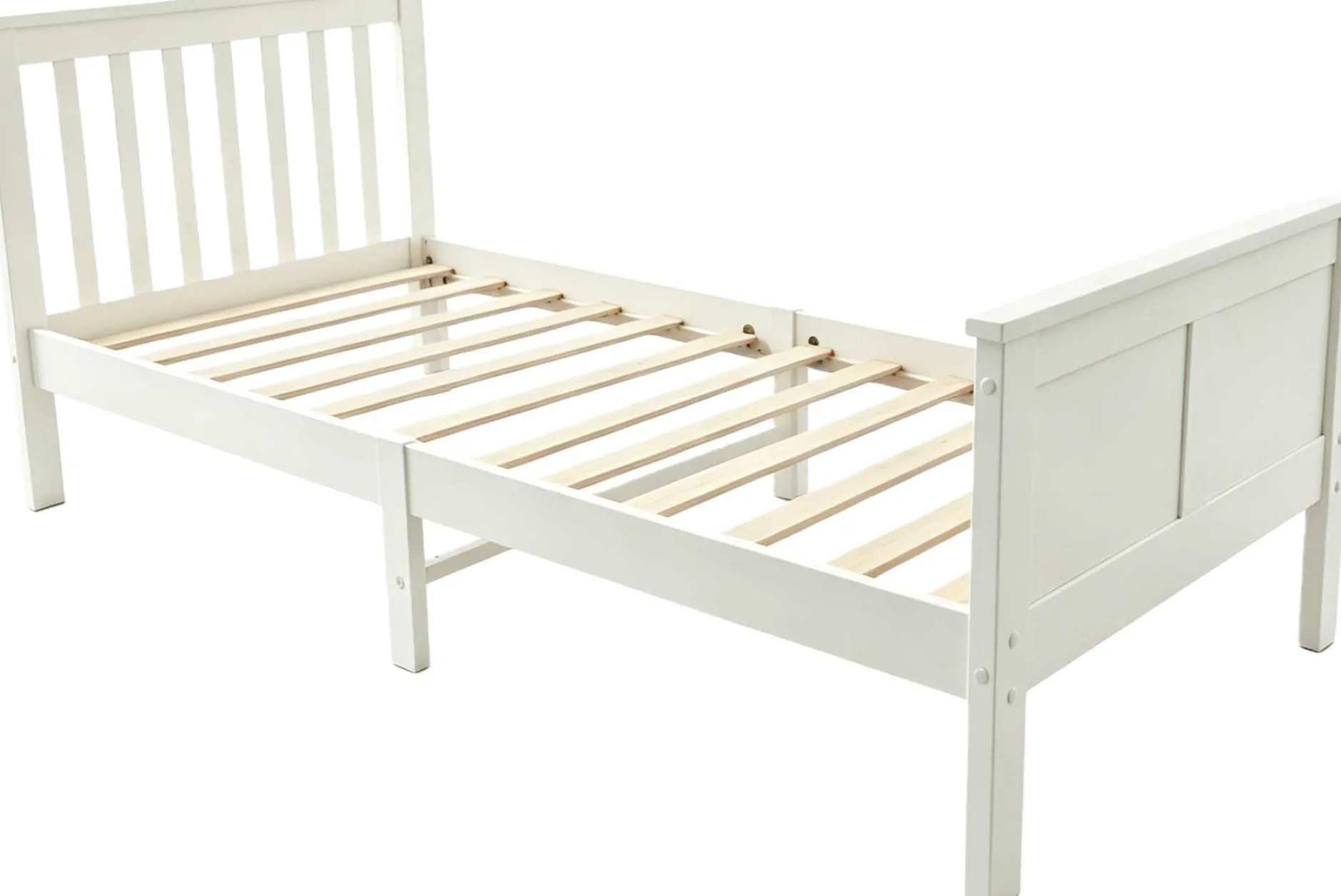 Einzelbett Rover - 90x200cm - mit Schubladen - massivem Kiefernholz - weiß