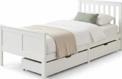 Einzelbett Rover - 90x200cm - mit Schubladen - massivem Kiefernholz - weiß