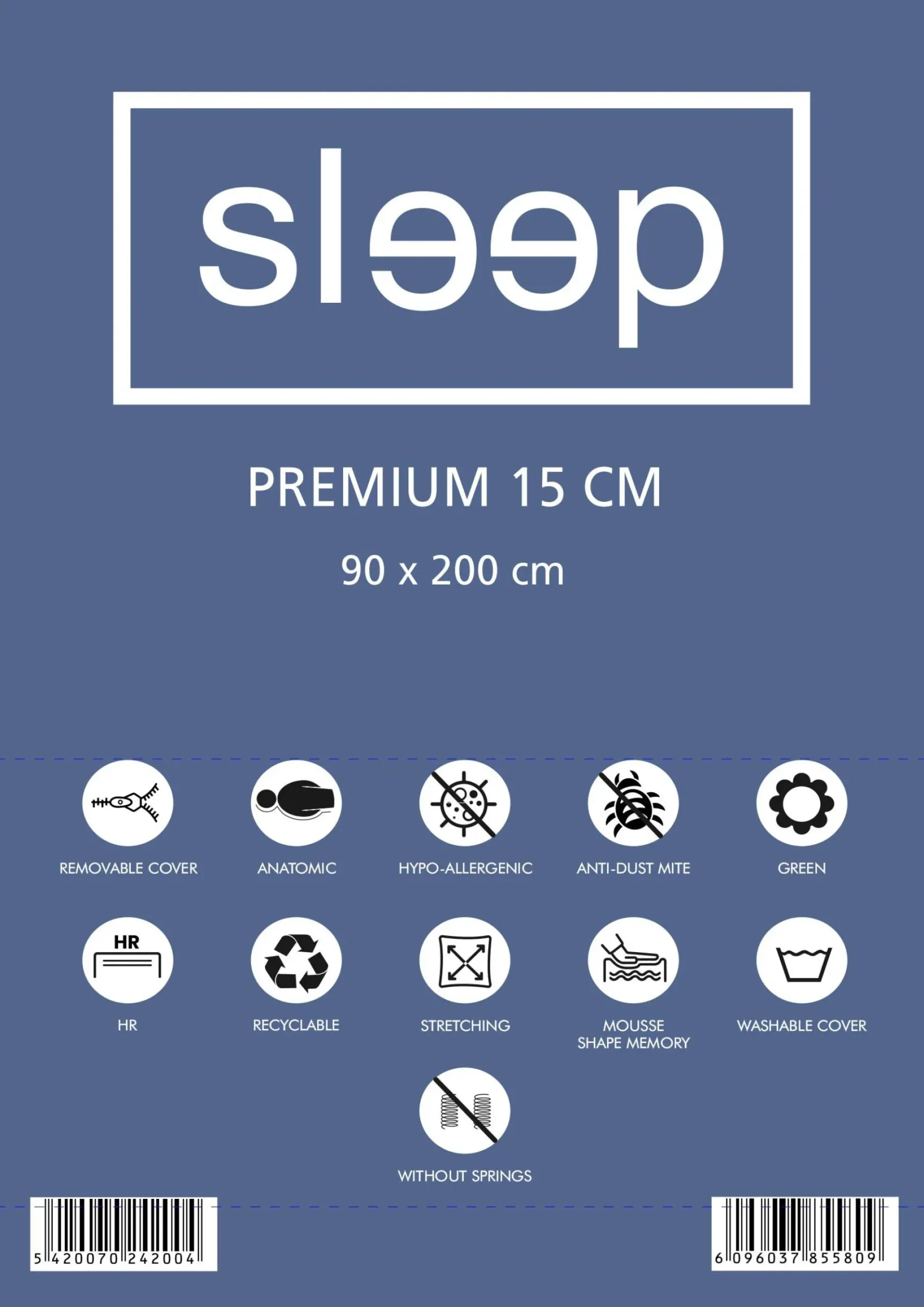 Einzelmatratze Premium 90x200x15cm - Memory Foam