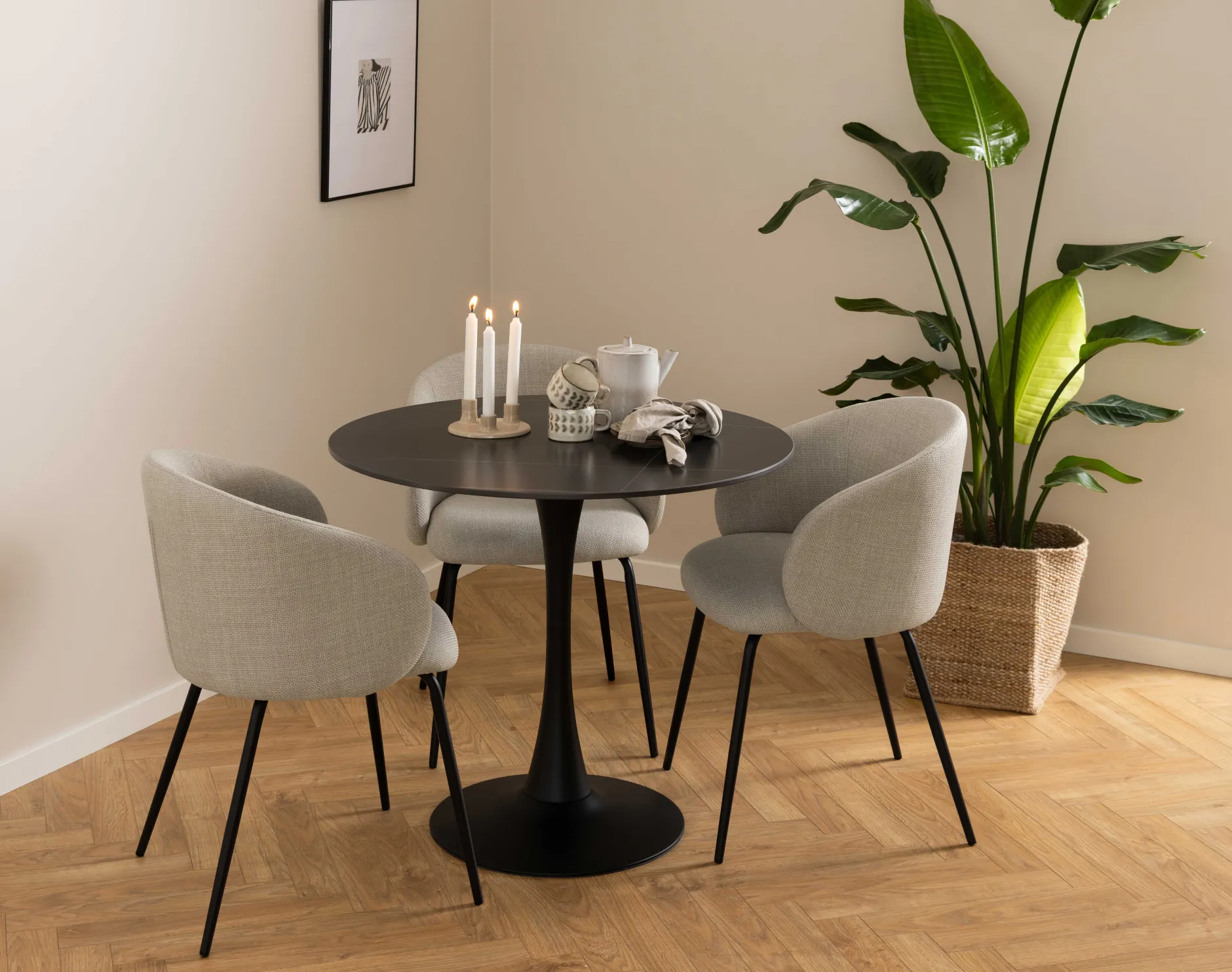 Eleanor Esszimmerstuhl - Stoff - beige