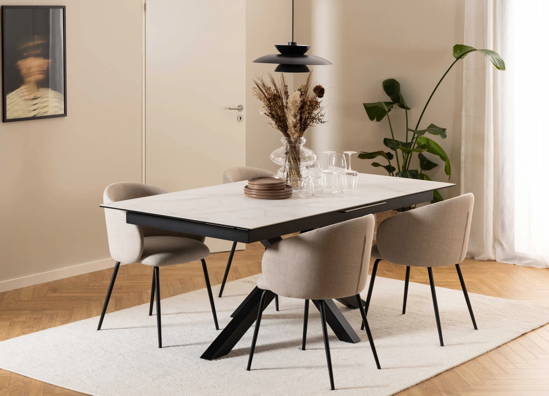 Eleanor Esszimmerstuhl - Stoff - beige