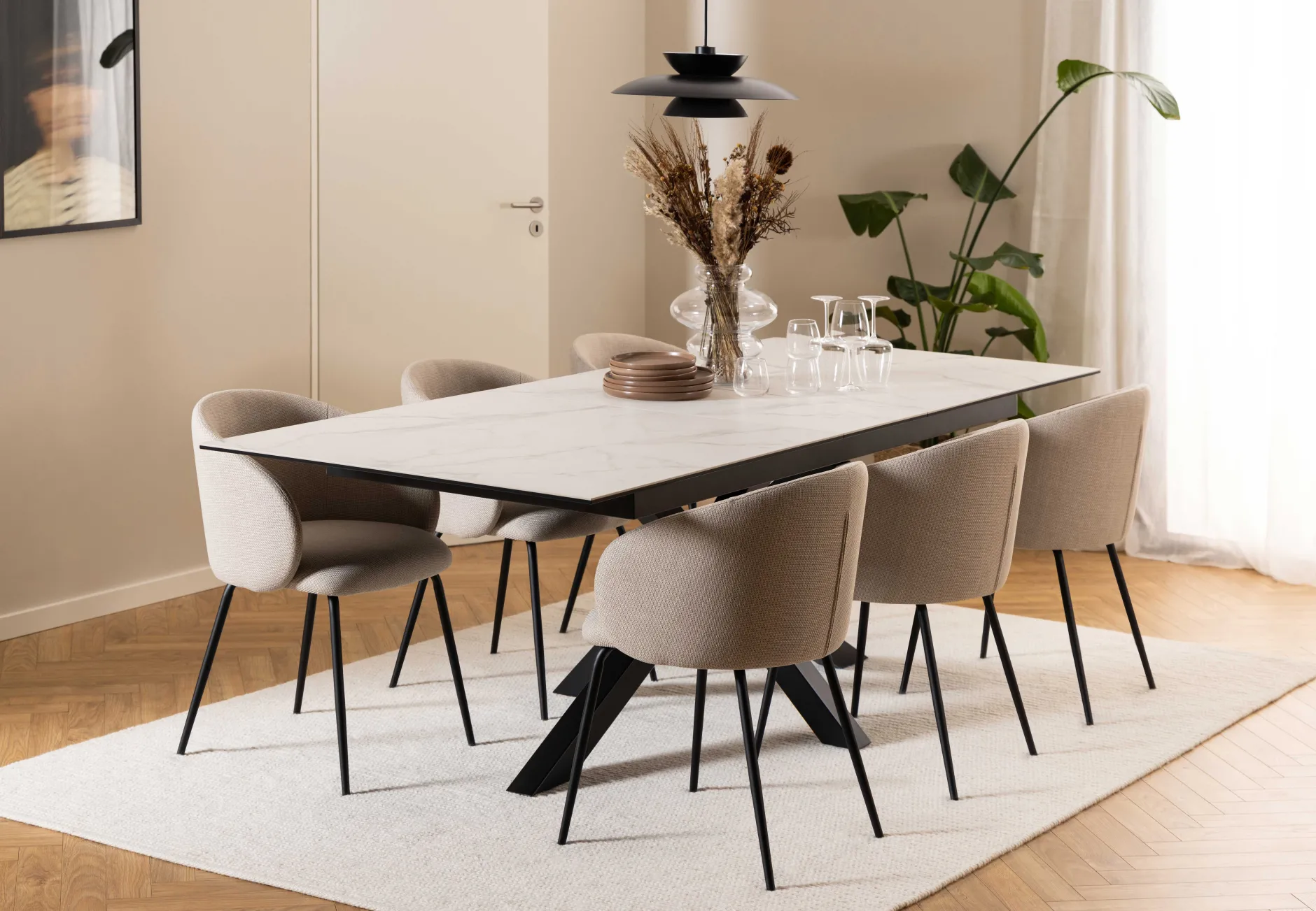 Eleanor Esszimmerstuhl - Stoff - beige