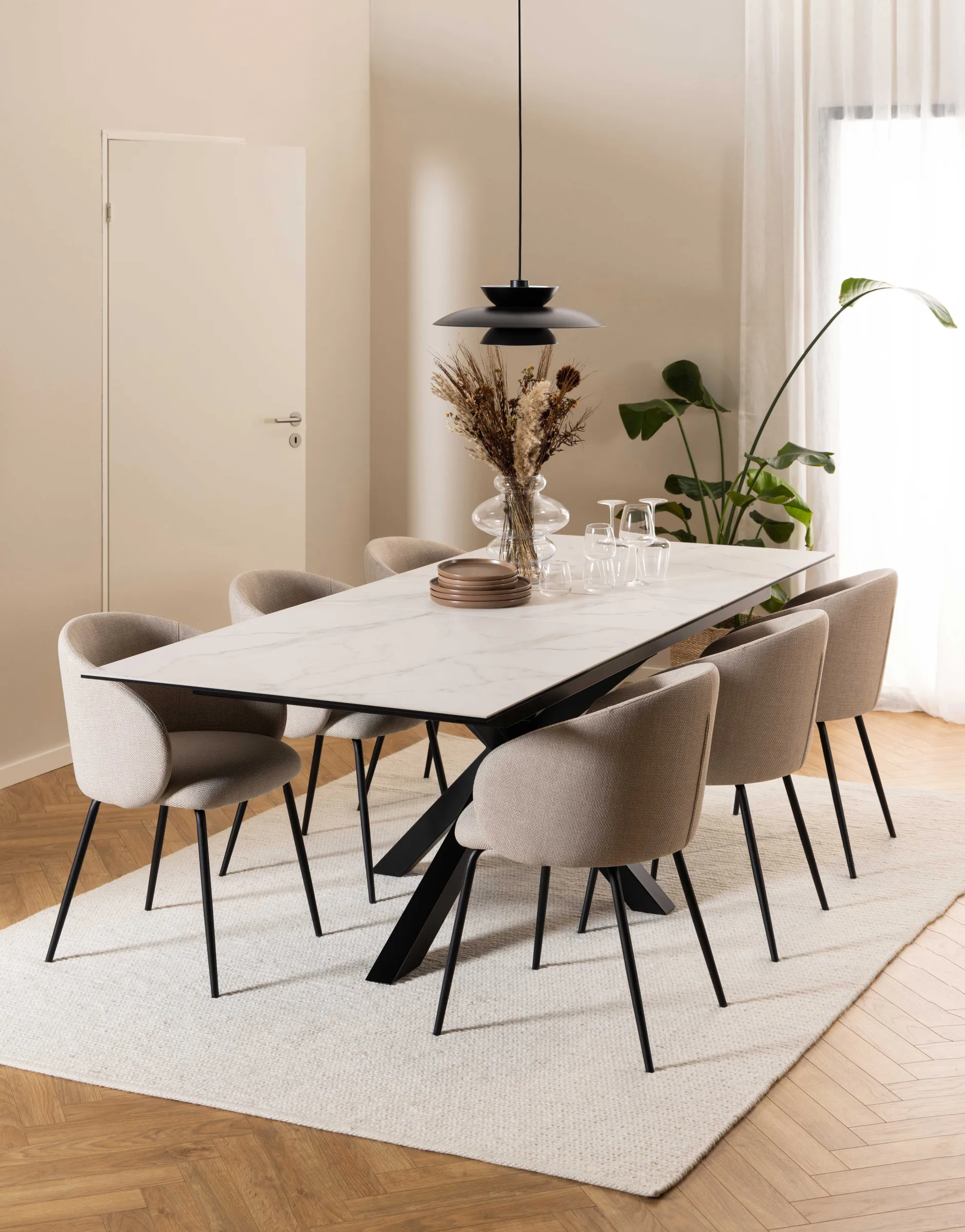 Eleanor Esszimmerstuhl - Stoff - beige