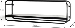 Eleganten Wandregal | 60 x 15 x 20 cm | Schwarz