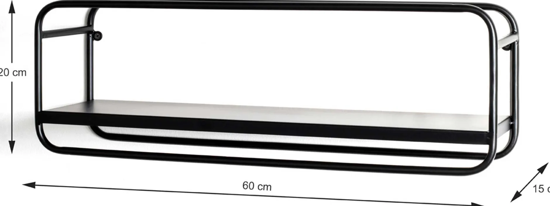 Eleganten Wandregal | 60 x 15 x 20 cm | Schwarz