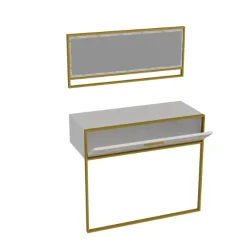 Elegantes gemütliches Sideboard | 100% Melamin | Metallbeine | Marmormuster | Gold Weiß
