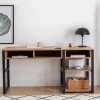 Emro Schreibtisch | 100 % Melamin | Walnuss, Schwarz