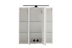 Ensemble de salle de bain Meran | Meuble lavabo, armoire de toilette avec éclairage | Blanc