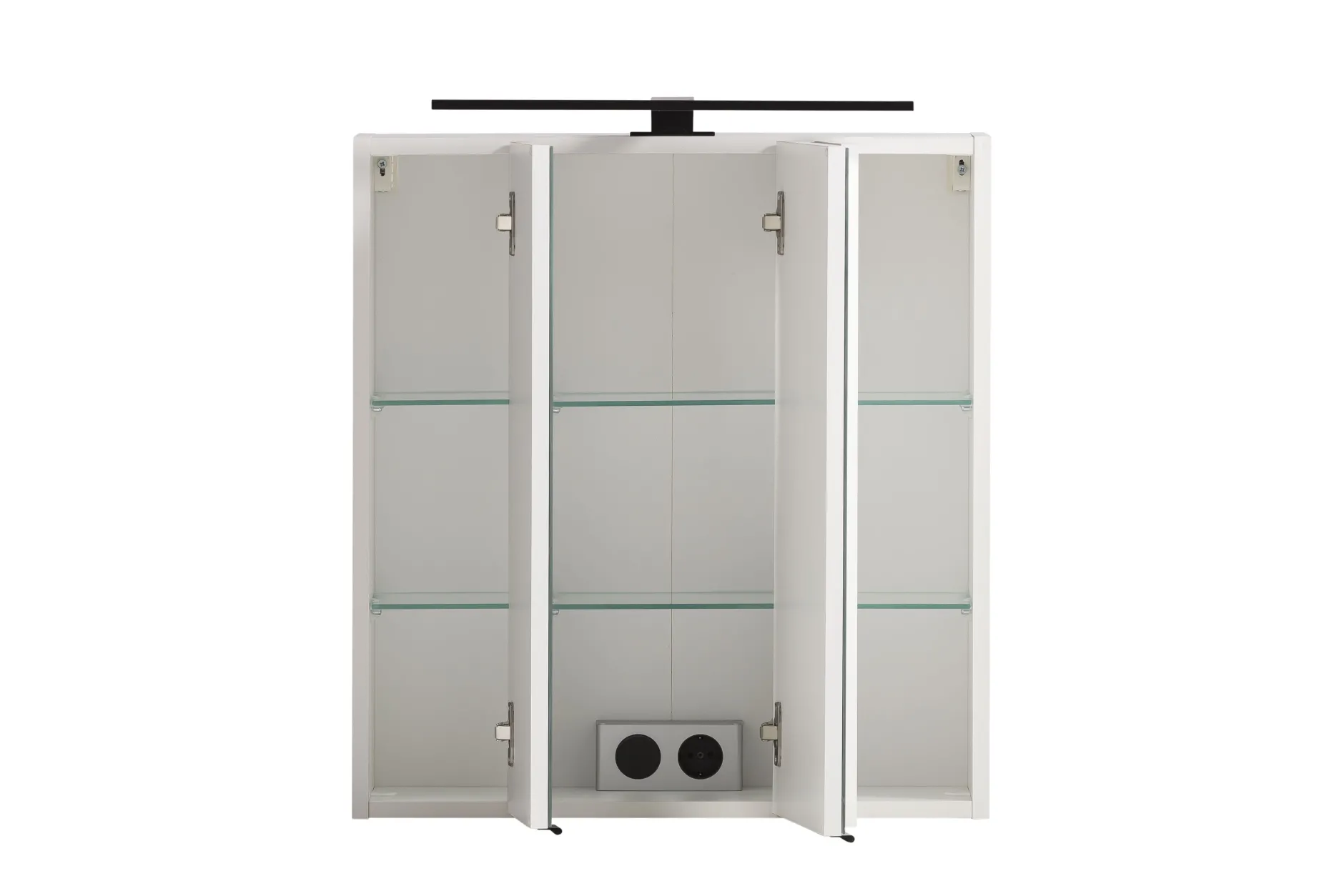 Ensemble de salle de bain Meran | Meuble lavabo, armoire de toilette avec éclairage | Blanc