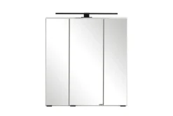 Ensemble de salle de bain Meran | Meuble lavabo, armoire de toilette avec éclairage | Blanc
