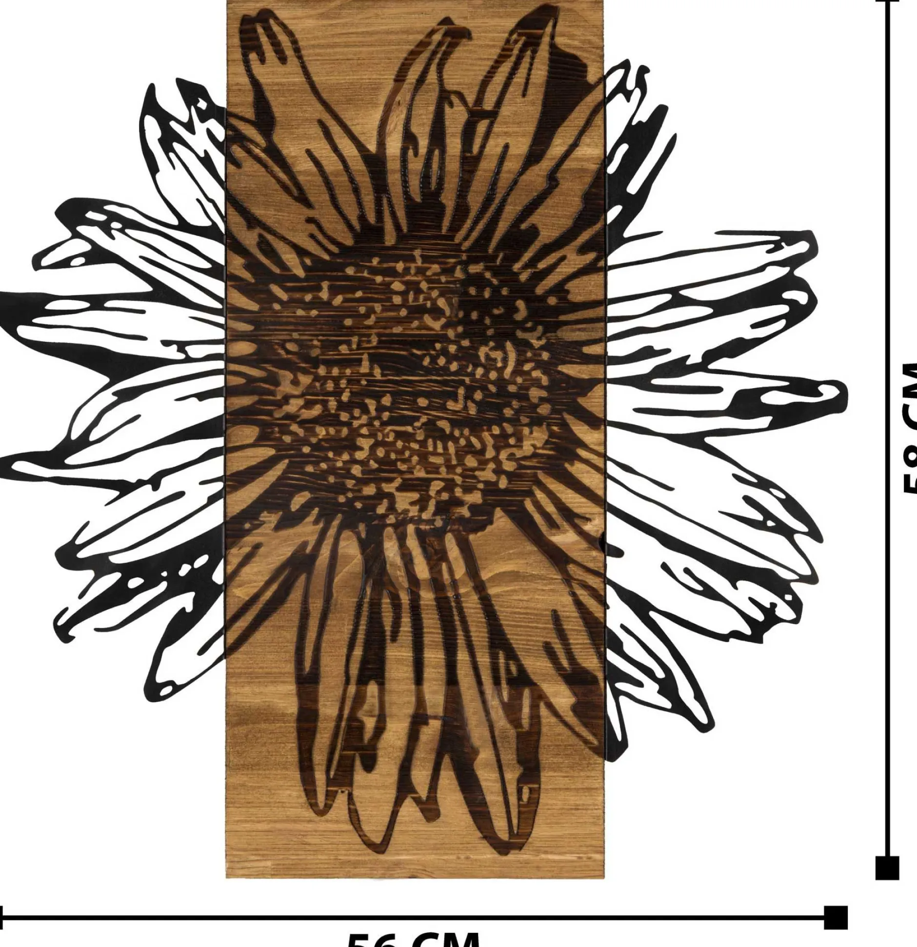 Enzo Dekoratives Wandaccessoire aus Holz | Holzrahmen | 56 x 58 cm