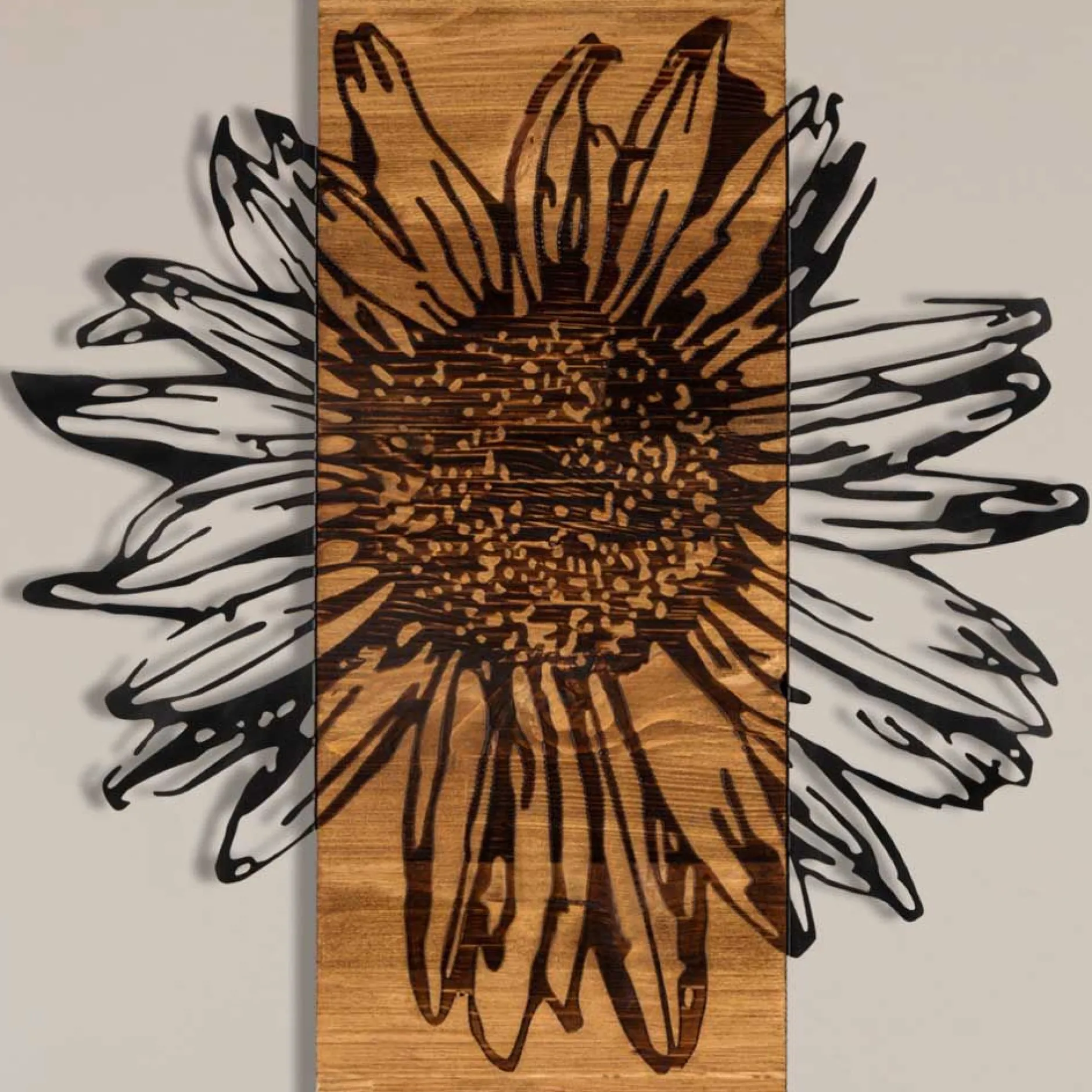 Enzo Dekoratives Wandaccessoire aus Holz | Holzrahmen | 56 x 58 cm