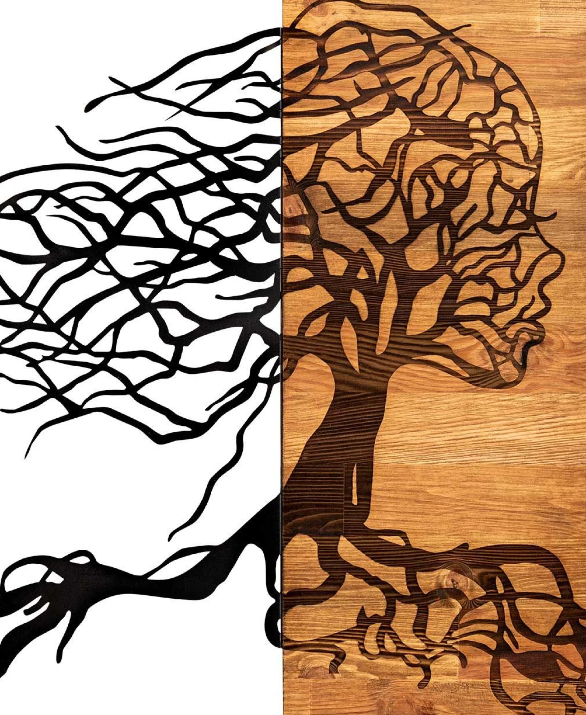 Enzo Dekoratives Wandaccessoire aus Holz | Holzrahmen | 47 x 58 cm