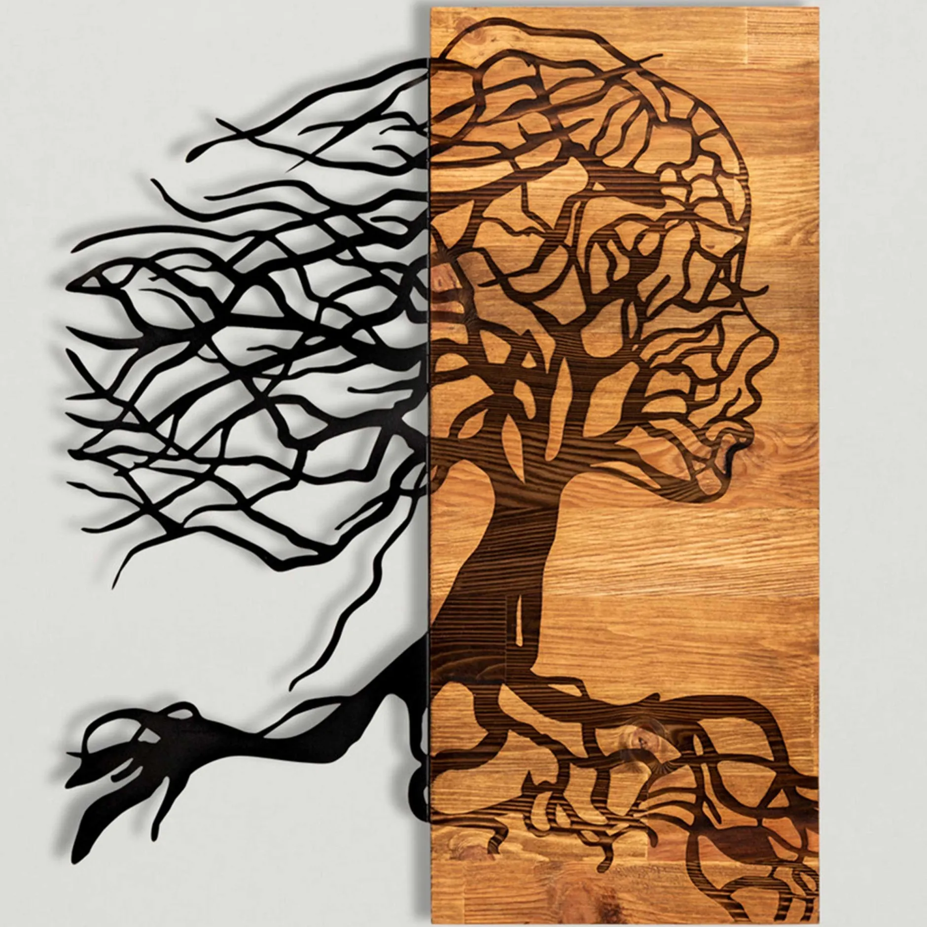 Enzo Dekoratives Wandaccessoire aus Holz | Holzrahmen | 47 x 58 cm