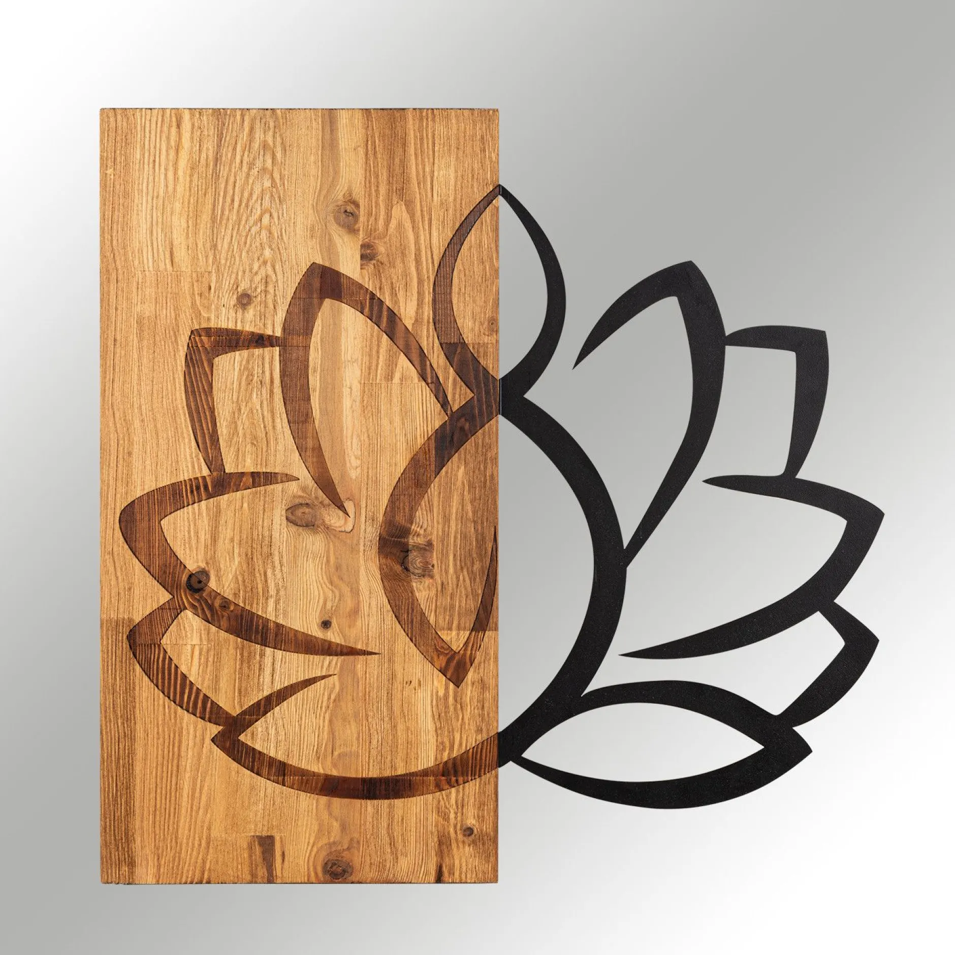 Enzo Dekoratives Wandaccessoire aus Holz | Holzrahmen | 58 x 58 cm
