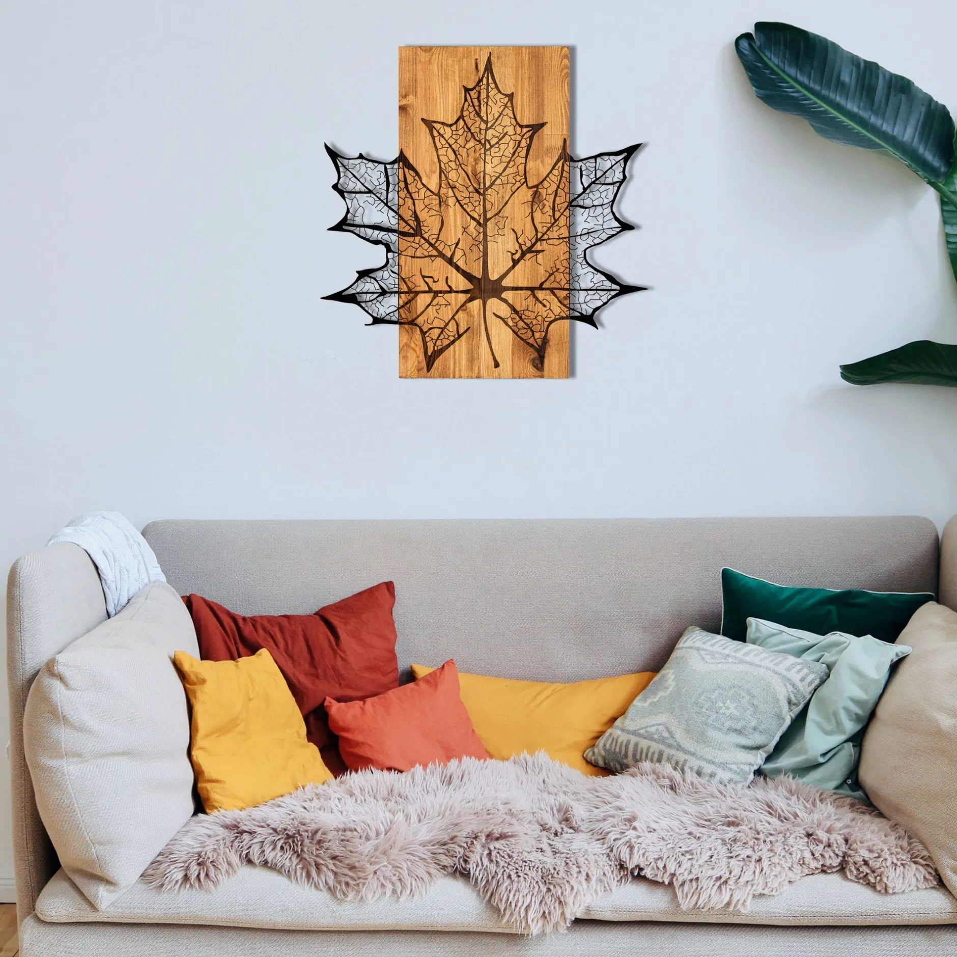 Enzo Dekoratives Wandaccessoire aus Holz | Holzrahmen | 56 x 58 cm