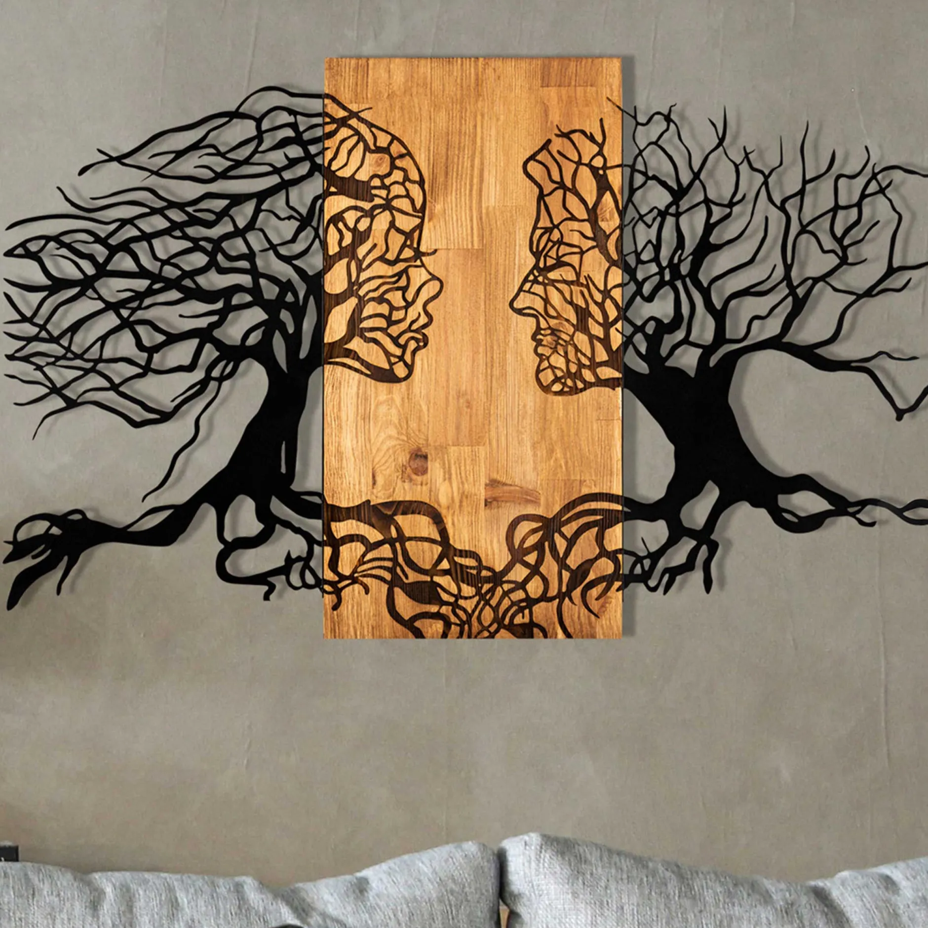 Enzo Dekoratives Wandaccessoire aus Holz | Holzrahmen | 92 x 58 cm