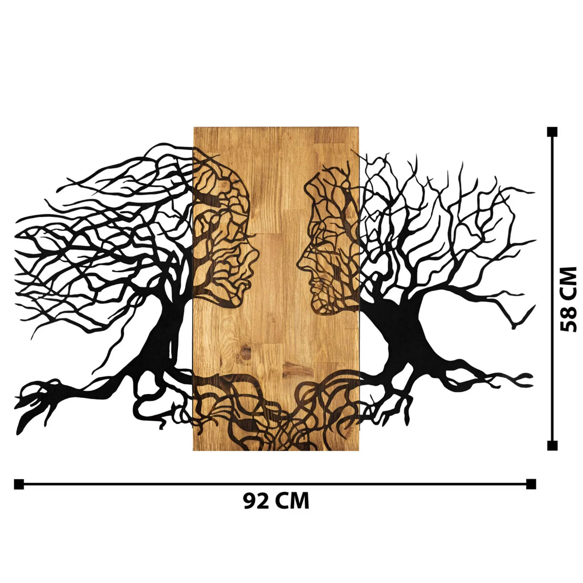 Enzo Dekoratives Wandaccessoire aus Holz | Holzrahmen | 92 x 58 cm